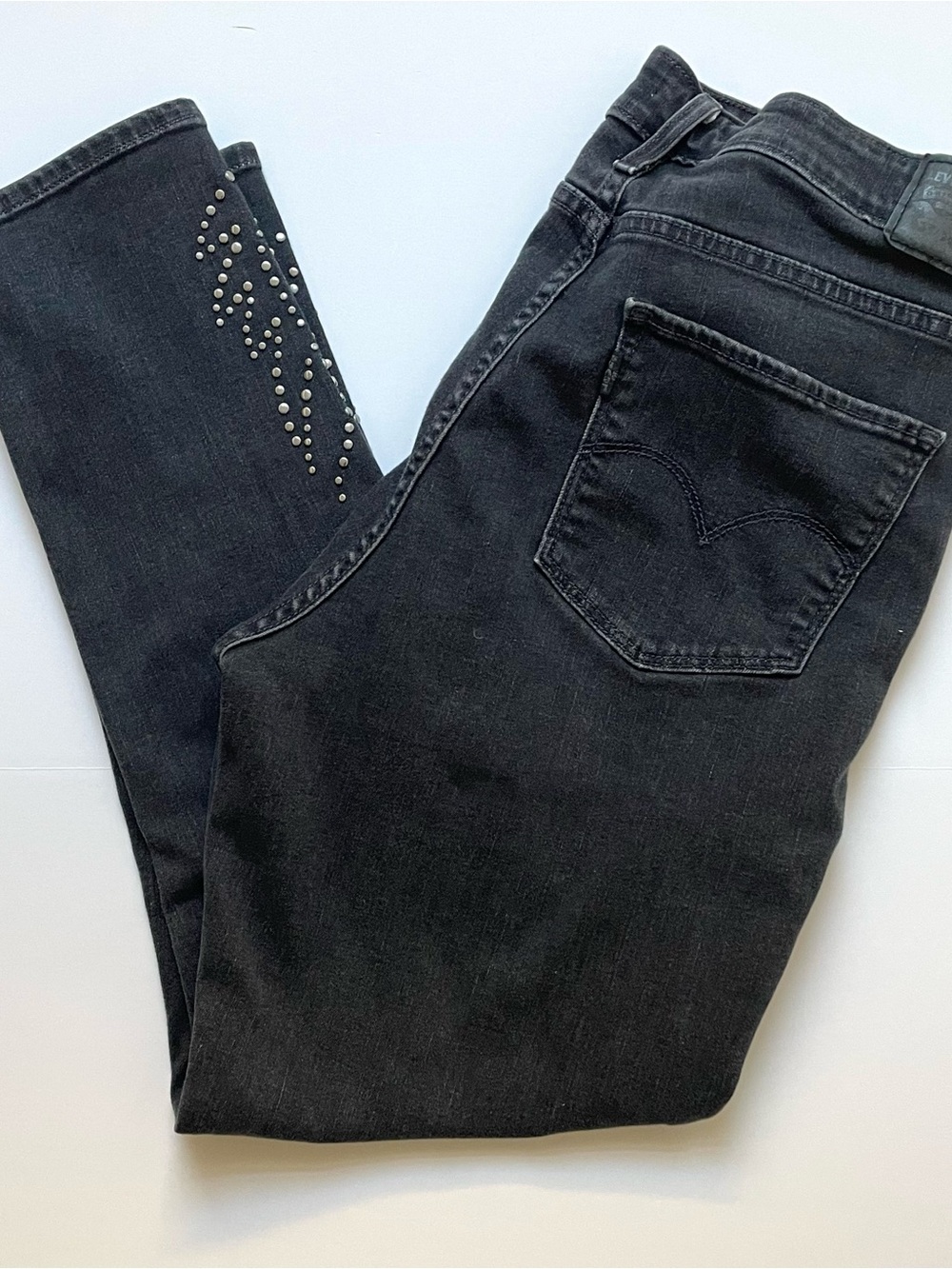 Levi's High Rise Skinny Black Jeans with Stud Detail